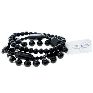 Catherines plus sized black stretch bracelet trio